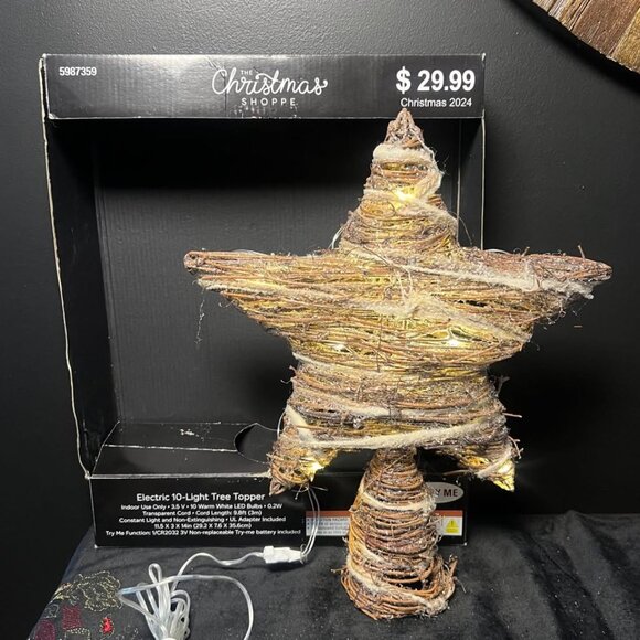 NEW Wood-Wrapped Star Light Up Christmas Tree Topper Nautical - Picture 3 of 3